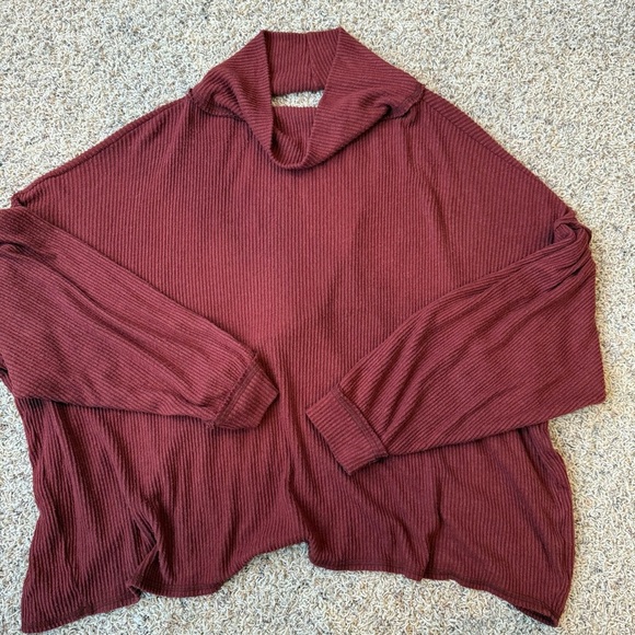 BKE Buckle Brushed Knit Ribbed Turtleneck Red Rust Color Size Small Open Back - Picture 11 of 11